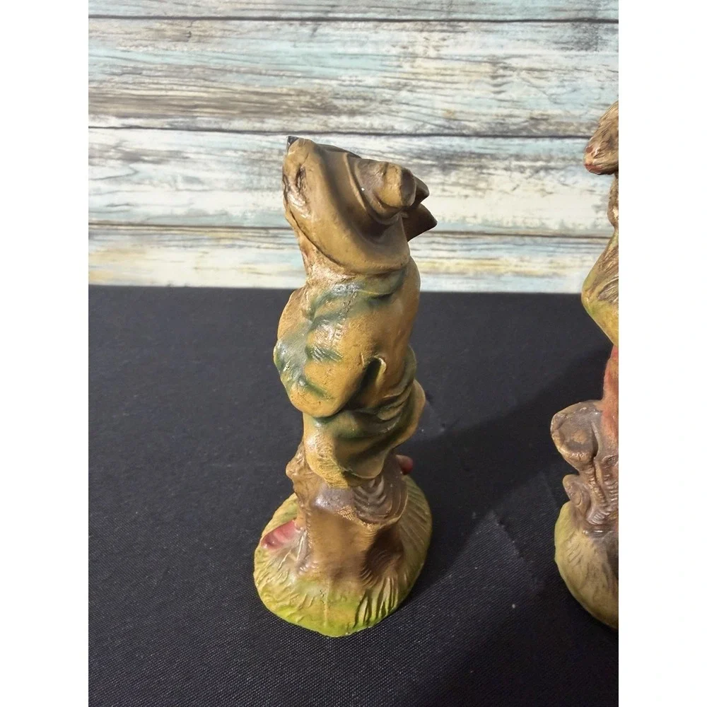 2 Vintage Italy Nativity Shepherd Boy Lamb - Josiah Bagpiper Set 5.5